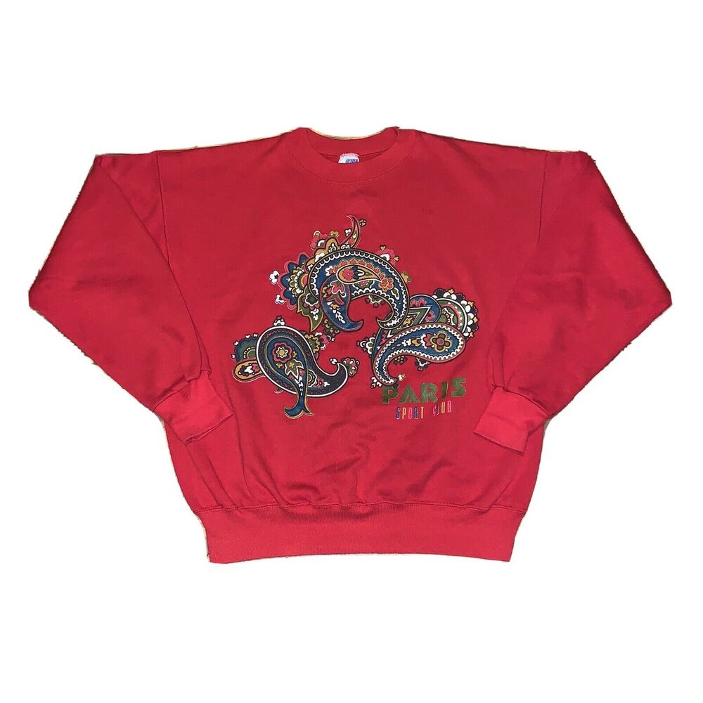 Vintage 90s Paris Sport Club Graphic Crewneck Sweatshirt Rare Size Large